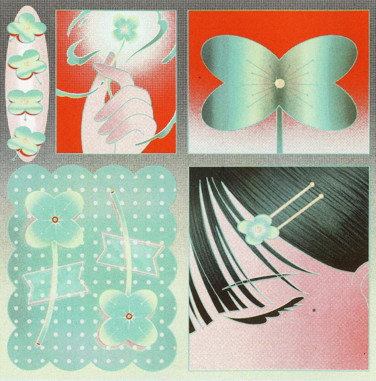 花朵拼贴 Riso 平面设计